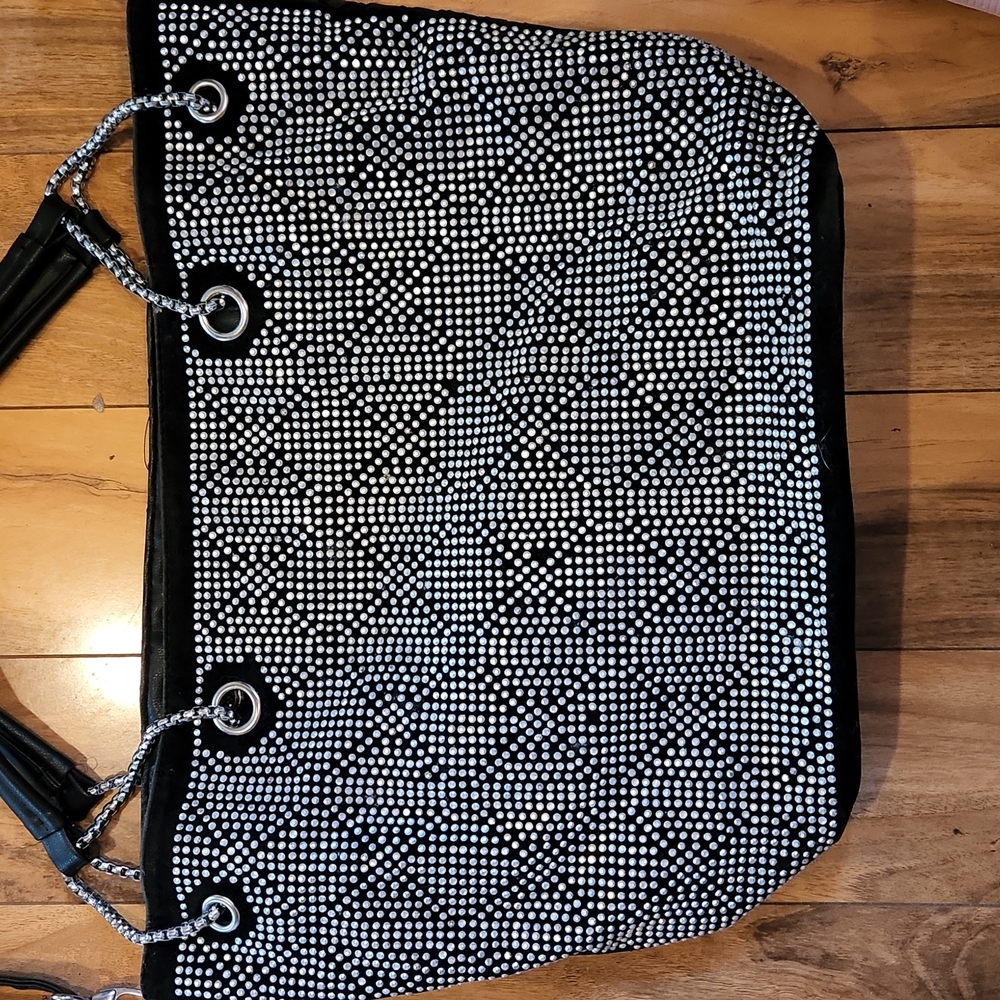 Bling leather like tote